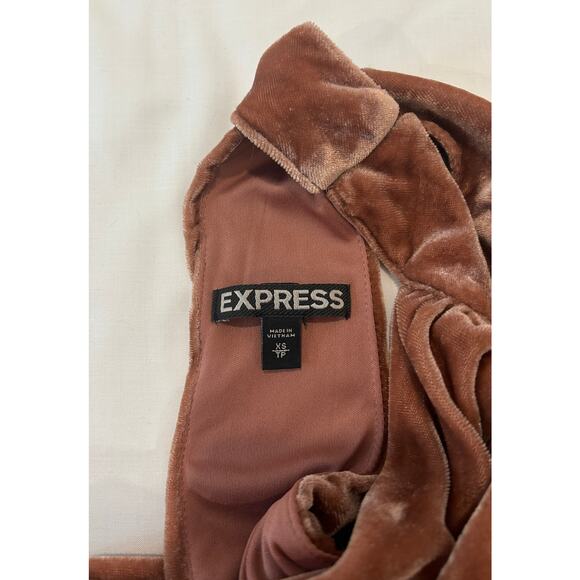 Express women's Halter Burnt Orange Crushed Velvet Asymmetrical Dress Size XS - Picture 2 of 3
